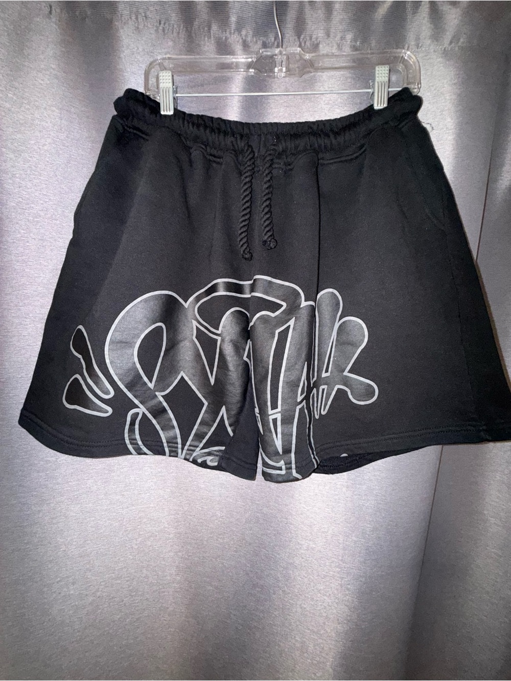 Black Graphic Lounge Shorts with Drawstring